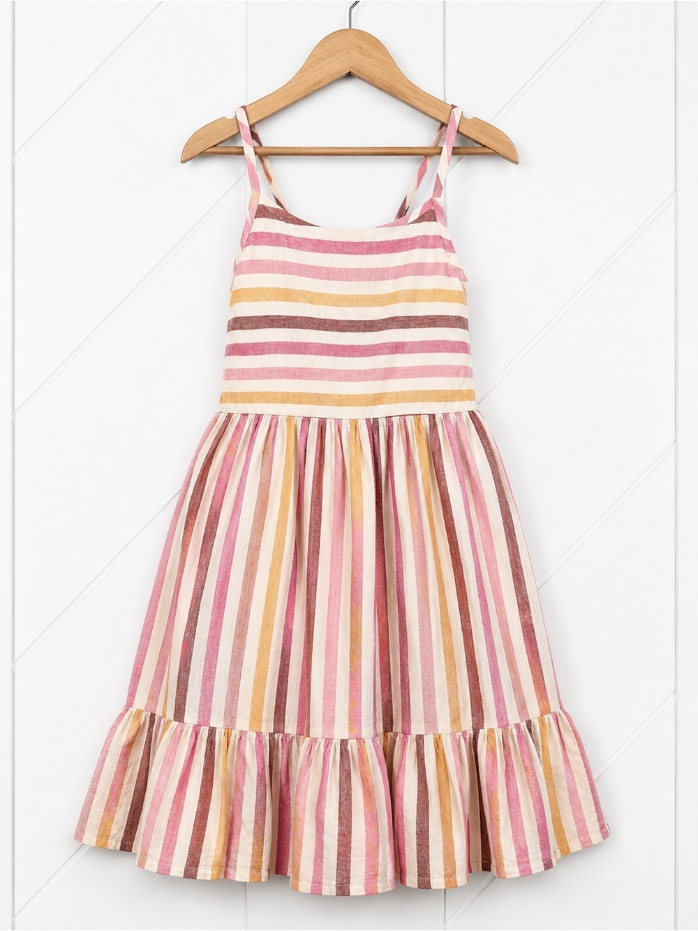 Gap Kids Girls XL 12-13 Striped Linen Blend Tiered Dress